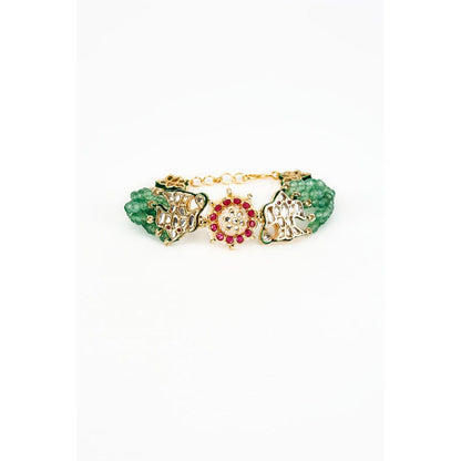 VIVINIA By Vidhi Mehra Saadgi Gold Plated Green Beaded Womens Bracelet