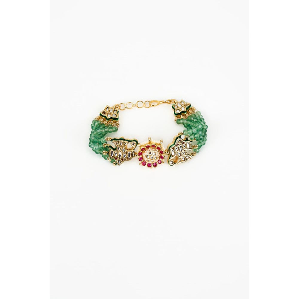 VIVINIA By Vidhi Mehra Saadgi Gold Plated Green Beaded Womens Bracelet