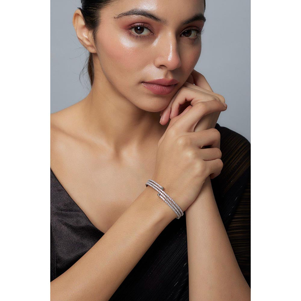VIVINIA By Vidhi Mehra Zia Silver Plated Womens Zircon Kadas