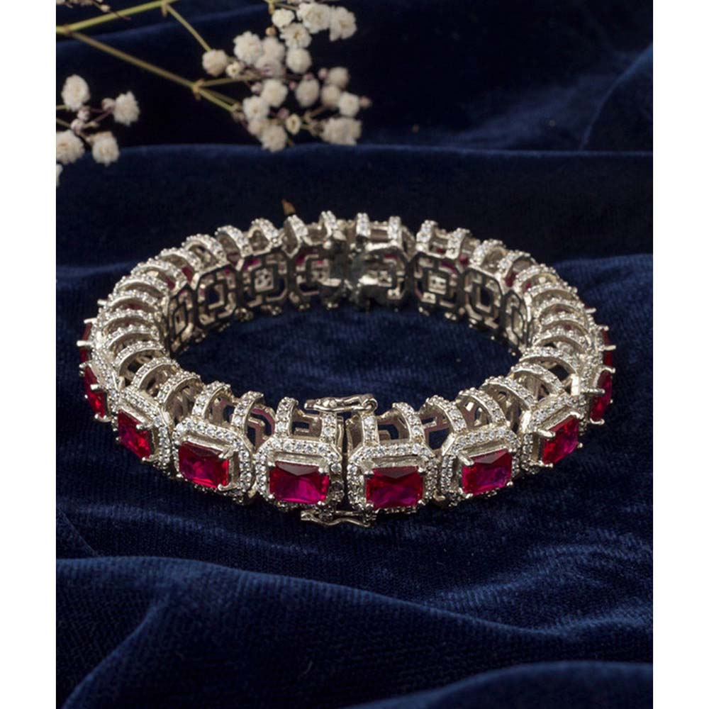 VIVINIA By Vidhi Mehra Silver Plated Pink Womens Bangle Kada