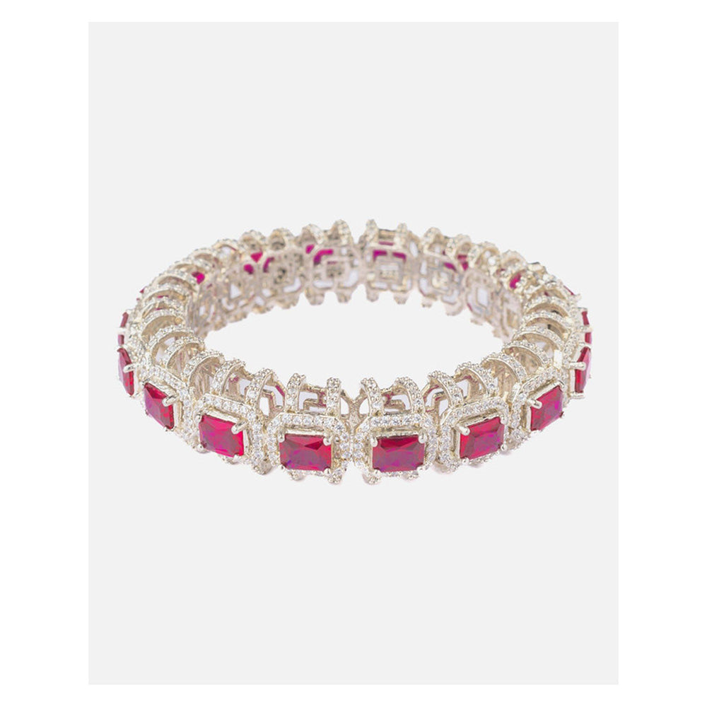VIVINIA By Vidhi Mehra Silver Plated Pink Womens Bangle Kada