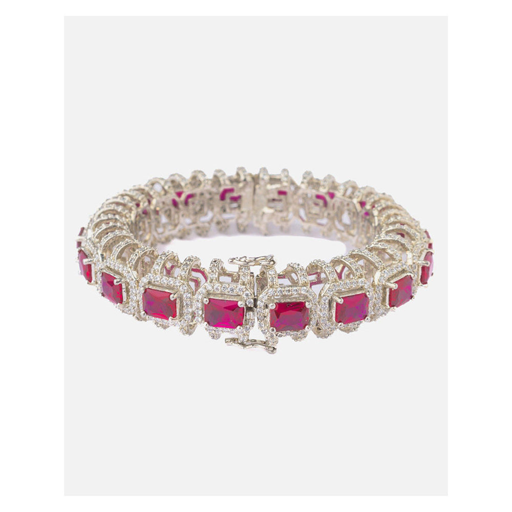 VIVINIA By Vidhi Mehra Silver Plated Pink Womens Bangle Kada