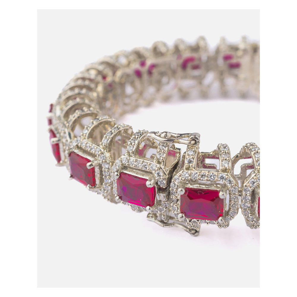VIVINIA By Vidhi Mehra Silver Plated Pink Womens Bangle Kada