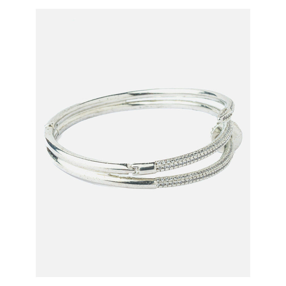 VIVINIA By Vidhi Mehra Silver Plated Zircon Womens Kada