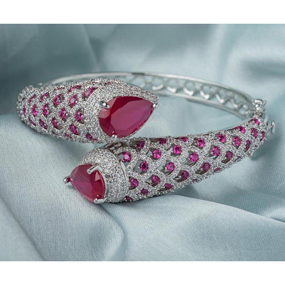 VIVINIA By Vidhi Mehra Florence Silver Plated Pink Womens Kada
