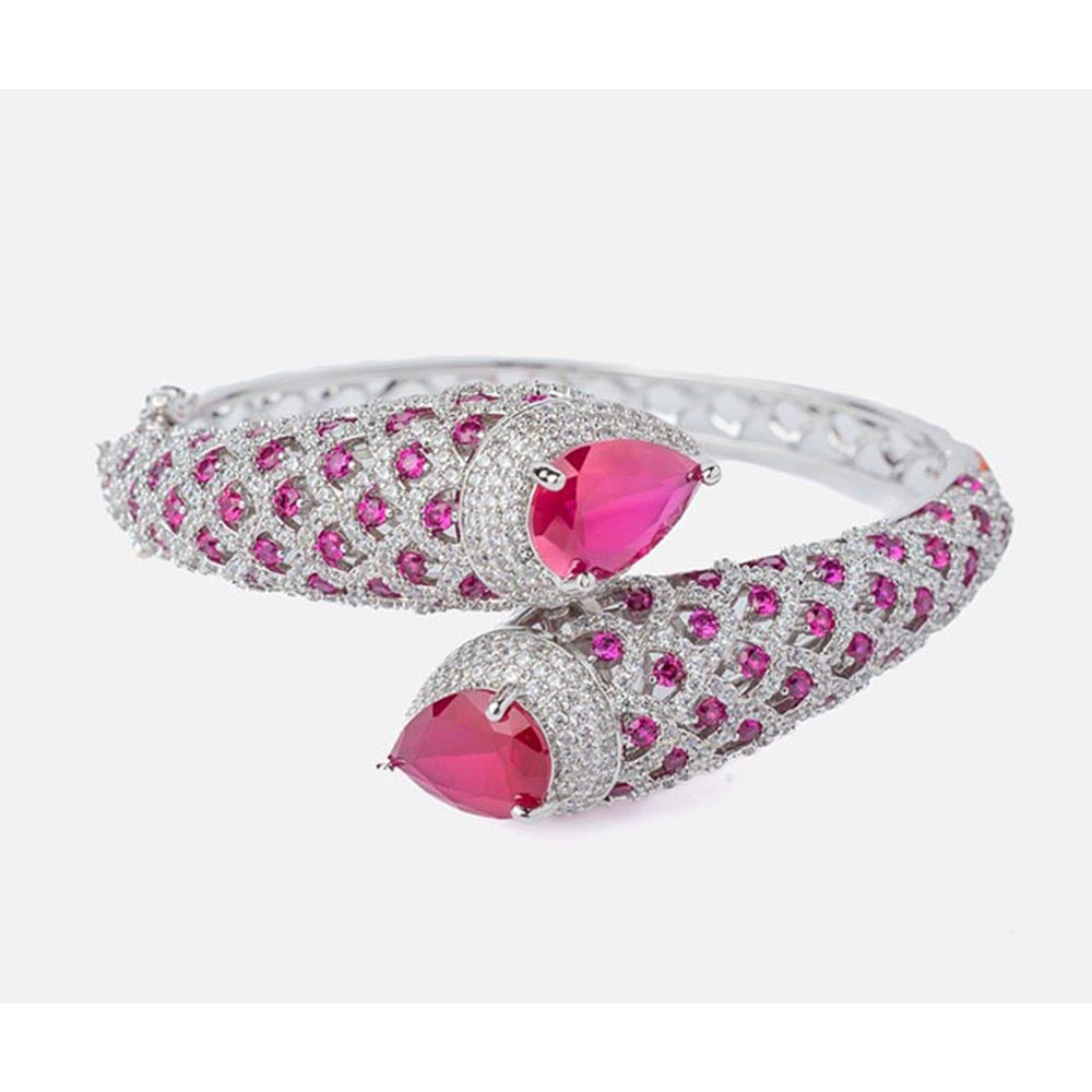 VIVINIA By Vidhi Mehra Florence Silver Plated Pink Womens Kada