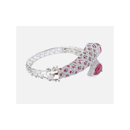 VIVINIA By Vidhi Mehra Florence Silver Plated Pink Womens Kada
