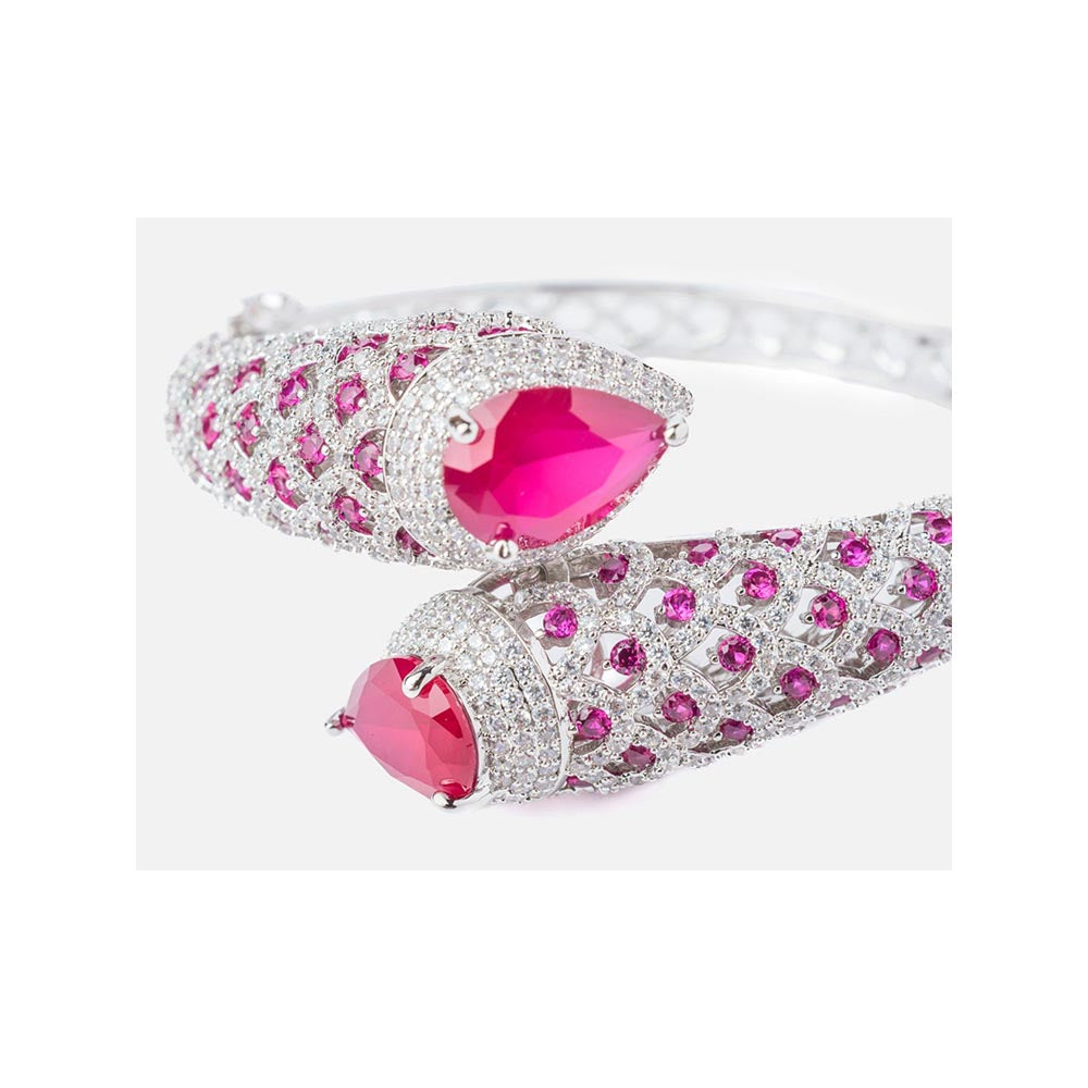 VIVINIA By Vidhi Mehra Florence Silver Plated Pink Womens Kada