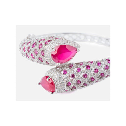 VIVINIA By Vidhi Mehra Florence Silver Plated Pink Womens Kada