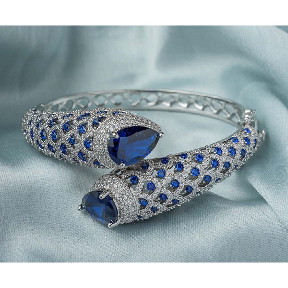 VIVINIA By Vidhi Mehra Florence Silver Plated Blue Womens Kada