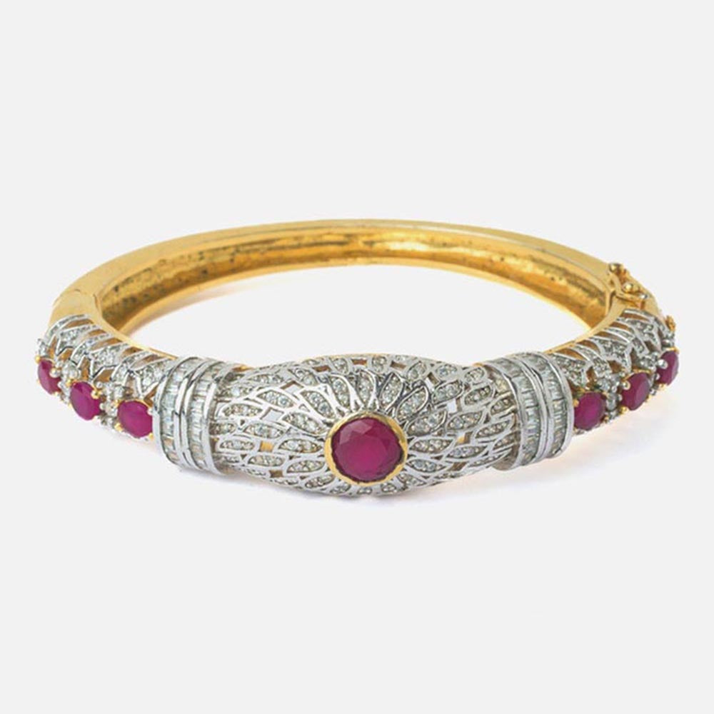 VIVINIA By Vidhi Mehra Gold Plated Pink Womens Zircon Kada