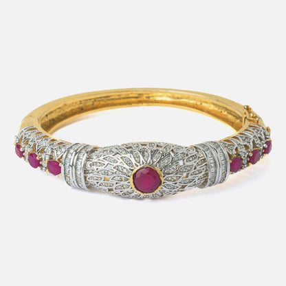 VIVINIA By Vidhi Mehra Gold Plated Pink Womens Zircon Kada