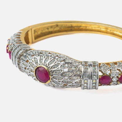 VIVINIA By Vidhi Mehra Gold Plated Pink Womens Zircon Kada