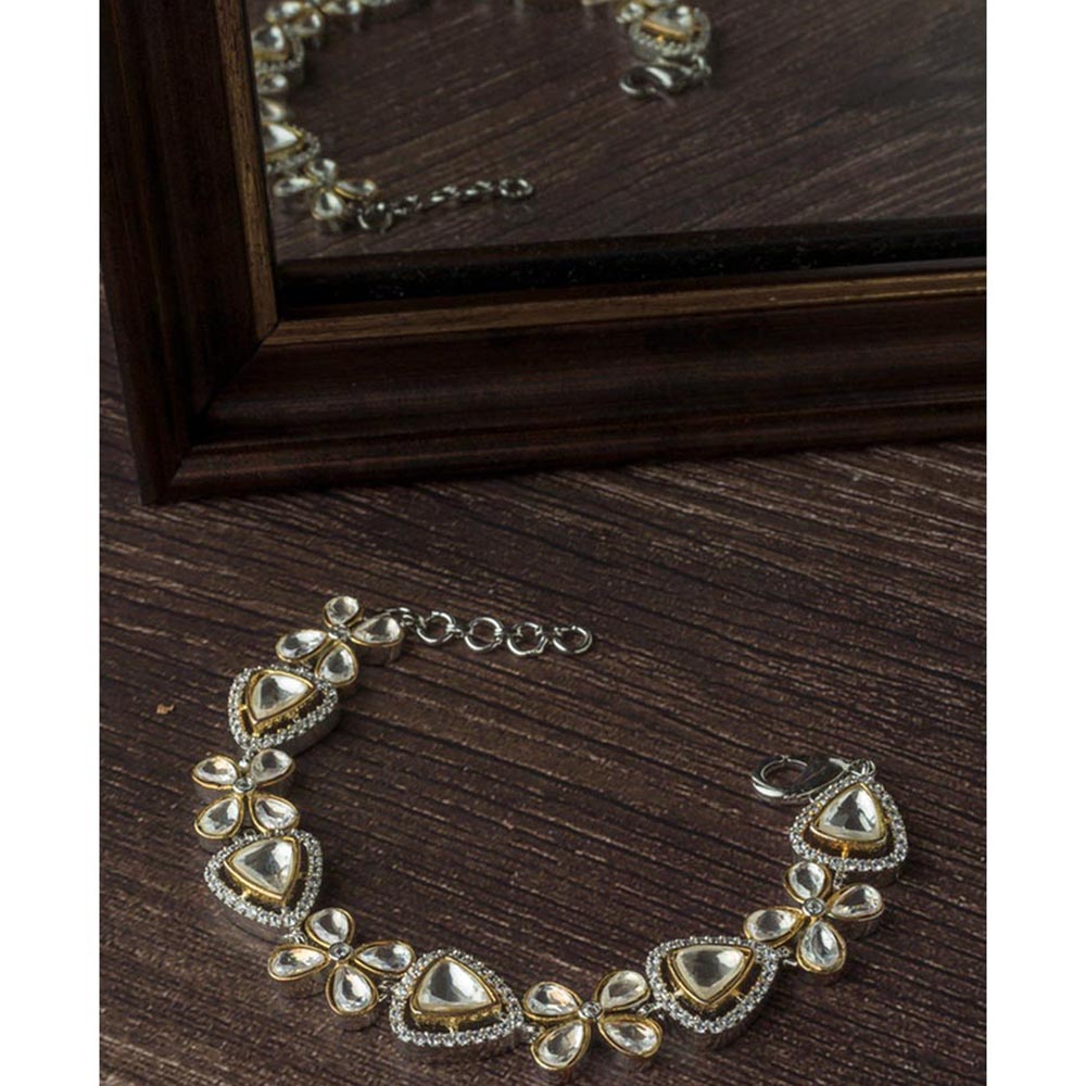 VIVINIA By Vidhi Mehra Silver Plated Kundan Polki Womens Bracelet