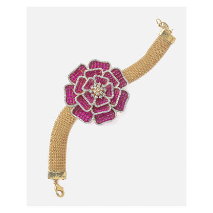 VIVINIA By Vidhi Mehra Gold Plated Pink Zircon Womens Bracelet