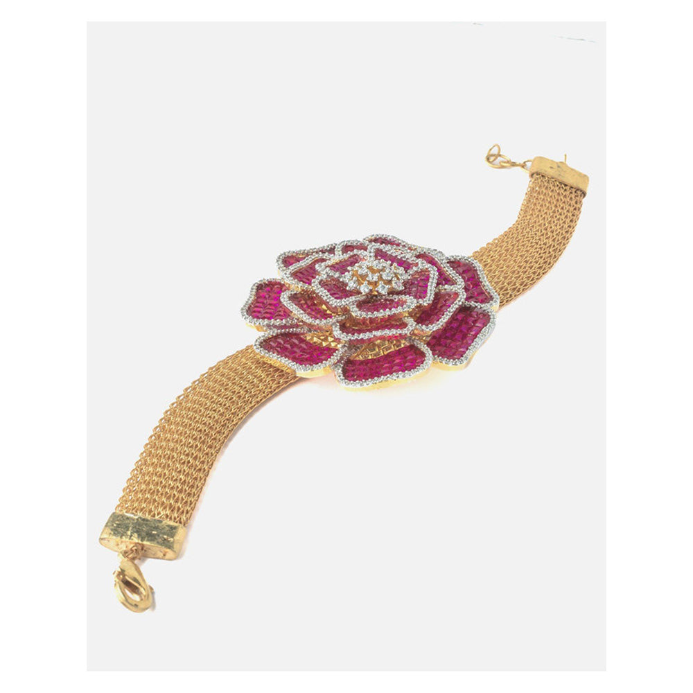 VIVINIA By Vidhi Mehra Gold Plated Pink Zircon Womens Bracelet