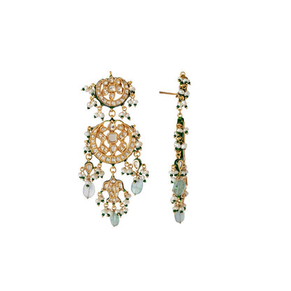 VIVINIA By Vidhi Mehra Inaayat Gold Plated Green Womens Kundan Polki Earrings