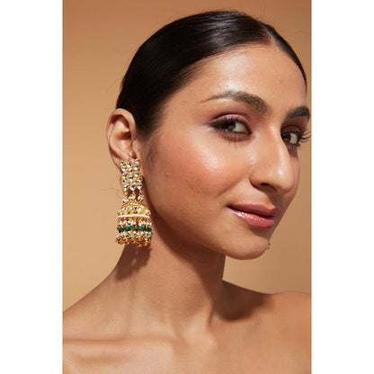 VIVINIA By Vidhi Mehra Aatman Gold Plated Green Womens Kundan Polki Earrings