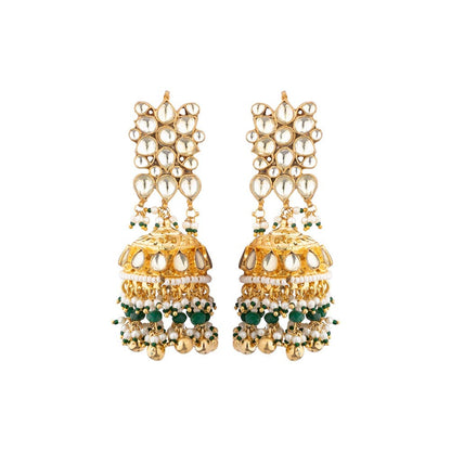 VIVINIA By Vidhi Mehra Aatman Gold Plated Green Womens Kundan Polki Earrings