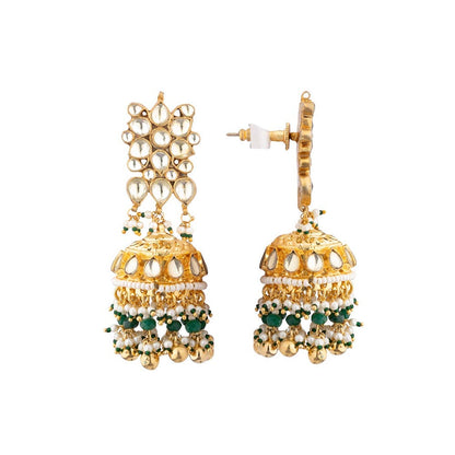 VIVINIA By Vidhi Mehra Aatman Gold Plated Green Womens Kundan Polki Earrings
