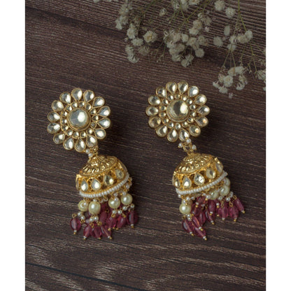 VIVINIA By Vidhi Mehra Gold Plated Pink Womens Jhumka Earrings