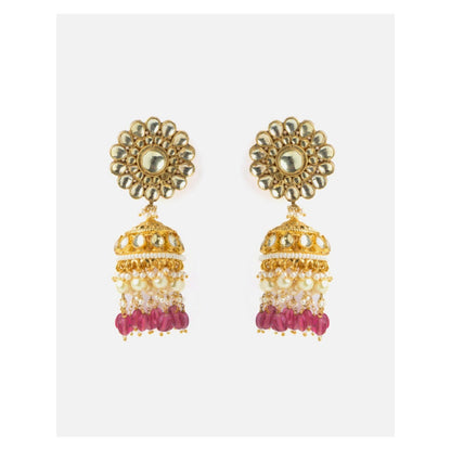 VIVINIA By Vidhi Mehra Gold Plated Pink Womens Jhumka Earrings
