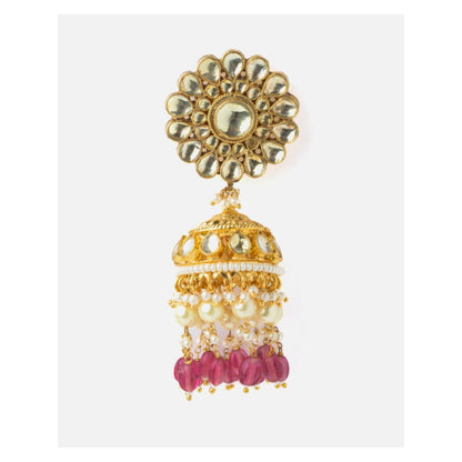 VIVINIA By Vidhi Mehra Gold Plated Pink Womens Jhumka Earrings