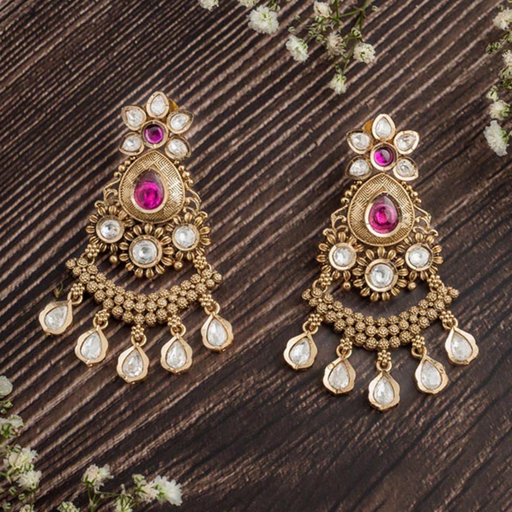 VIVINIA By Vidhi Mehra Isvaraah 2.0 Gold Plated Pink Womens Drop Earrings