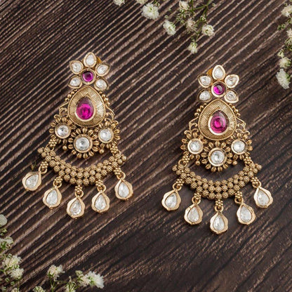 VIVINIA By Vidhi Mehra Isvaraah 2.0 Gold Plated Pink Womens Drop Earrings