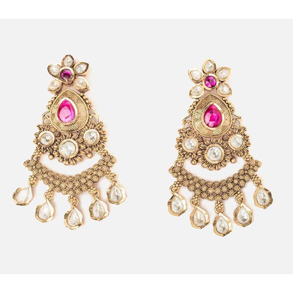 VIVINIA By Vidhi Mehra Isvaraah 2.0 Gold Plated Pink Womens Drop Earrings