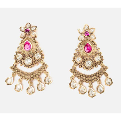 VIVINIA By Vidhi Mehra Isvaraah 2.0 Gold Plated Pink Womens Drop Earrings