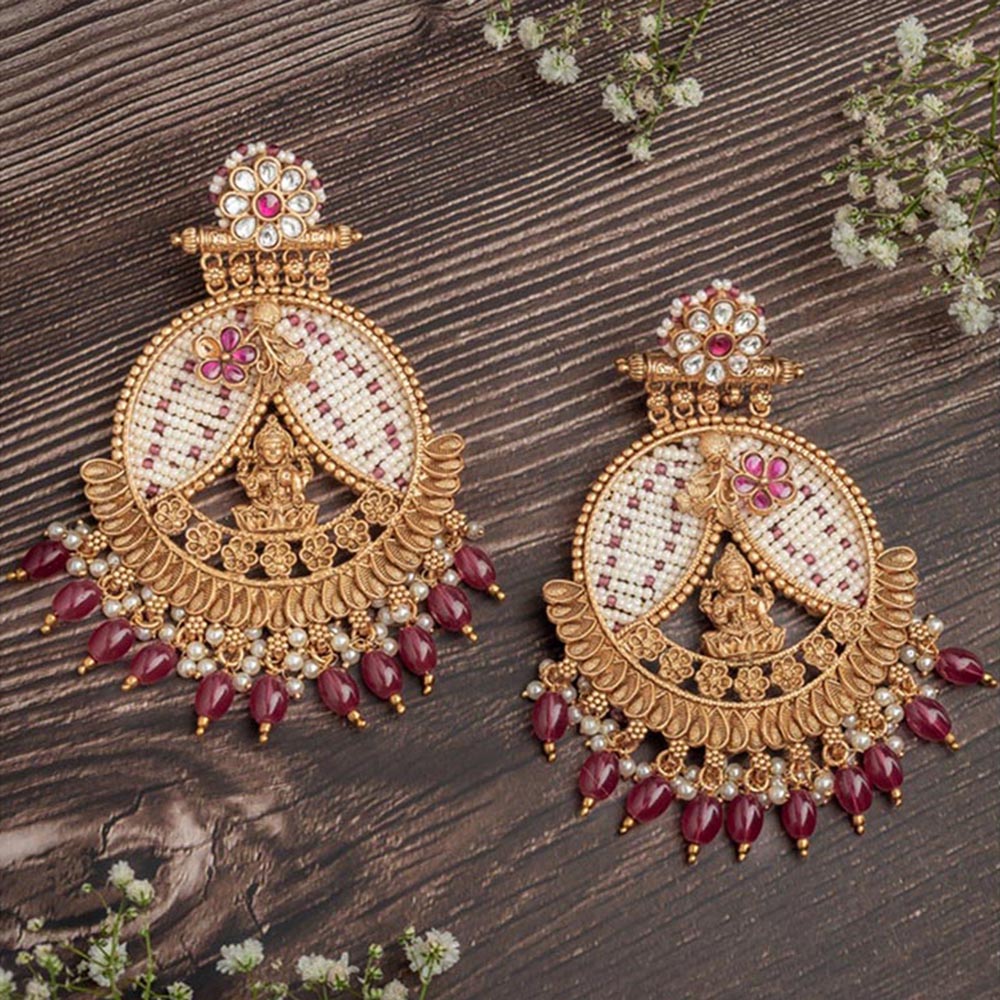 VIVINIA By Vidhi Mehra Isvaraah 2.0 Gold Plated Pink Womens Drop Earrings