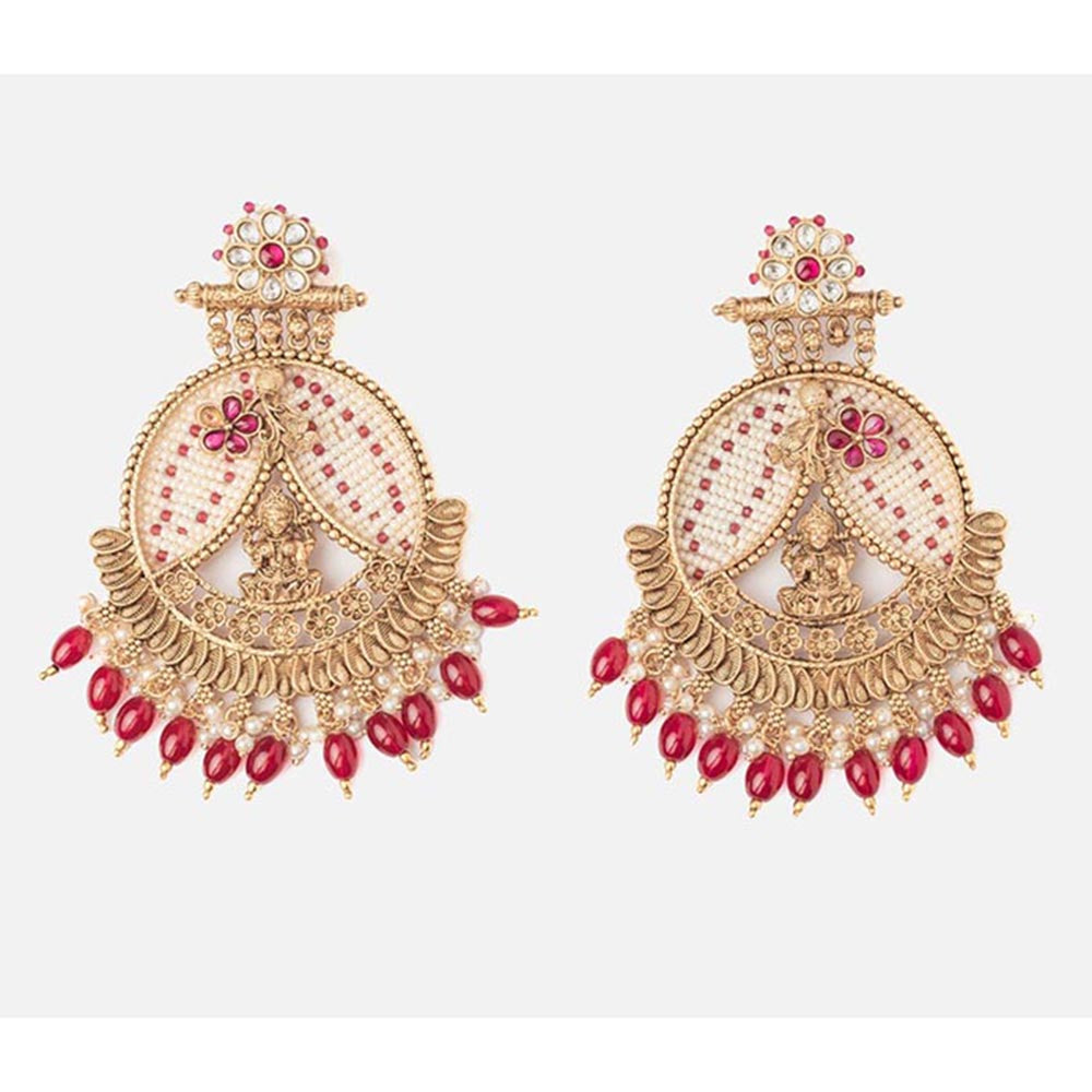 VIVINIA By Vidhi Mehra Isvaraah 2.0 Gold Plated Pink Womens Drop Earrings