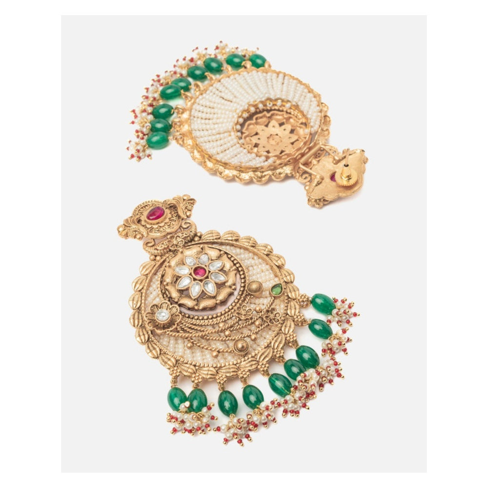 VIVINIA By Vidhi Mehra Isvaraah 2.0 Gold Plated Green Womens Drop Earrings