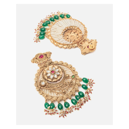 VIVINIA By Vidhi Mehra Isvaraah 2.0 Gold Plated Green Womens Drop Earrings