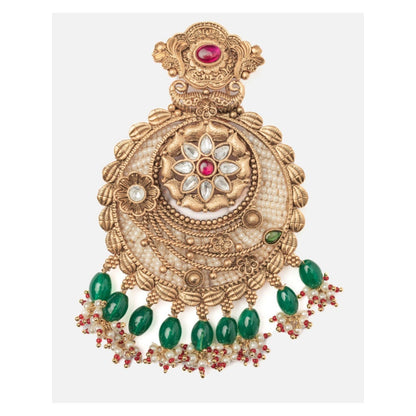 VIVINIA By Vidhi Mehra Isvaraah 2.0 Gold Plated Green Womens Drop Earrings