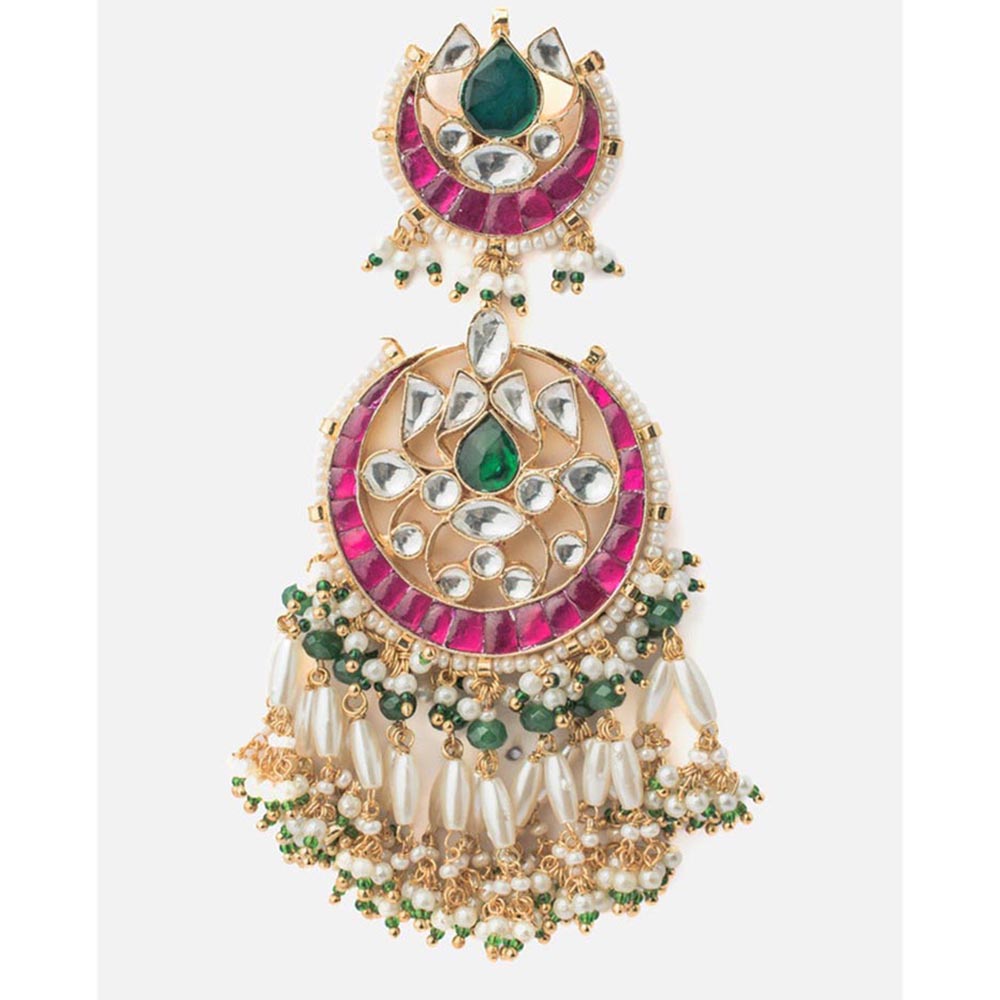 VIVINIA By Vidhi Mehra Morpankh Gold Plated Multicolored Womens Kundan Polki Earrings