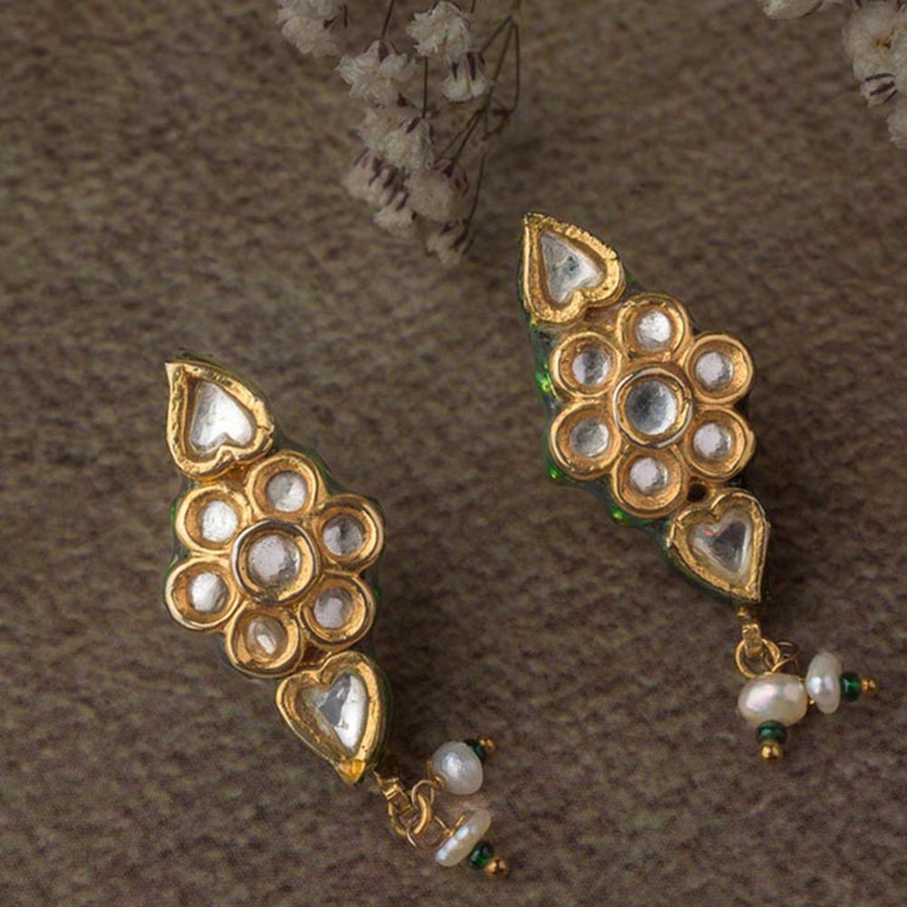 VIVINIA By Vidhi Mehra Saadgi Gold Plated White Womens Drop Earrings