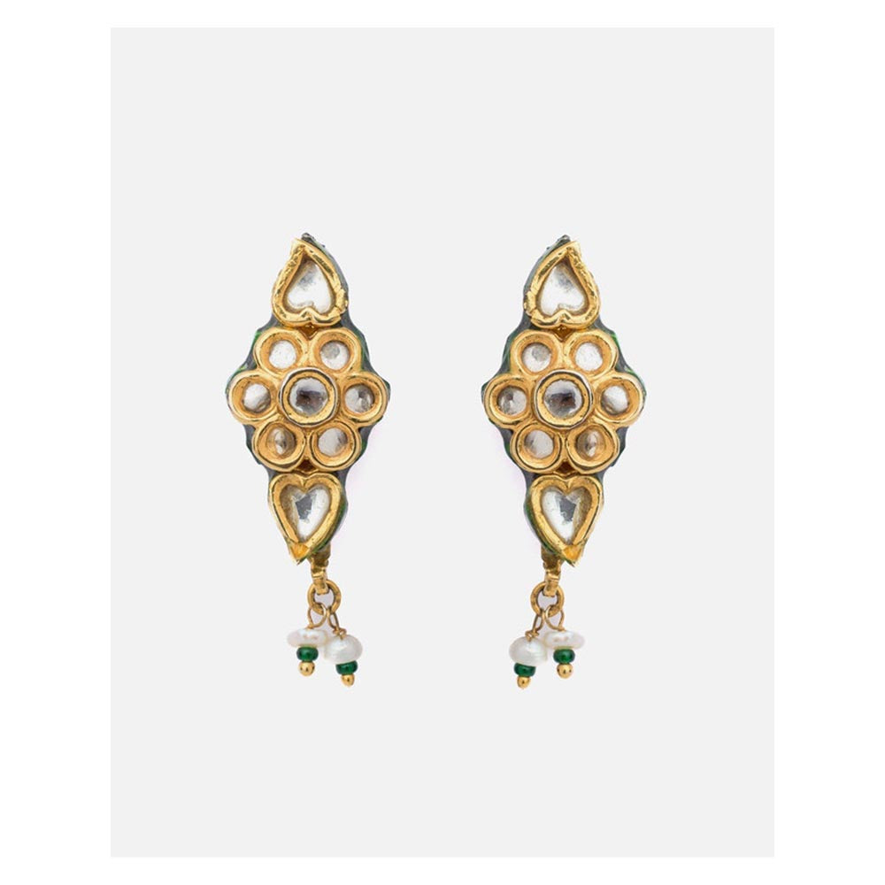 VIVINIA By Vidhi Mehra Saadgi Gold Plated White Womens Drop Earrings