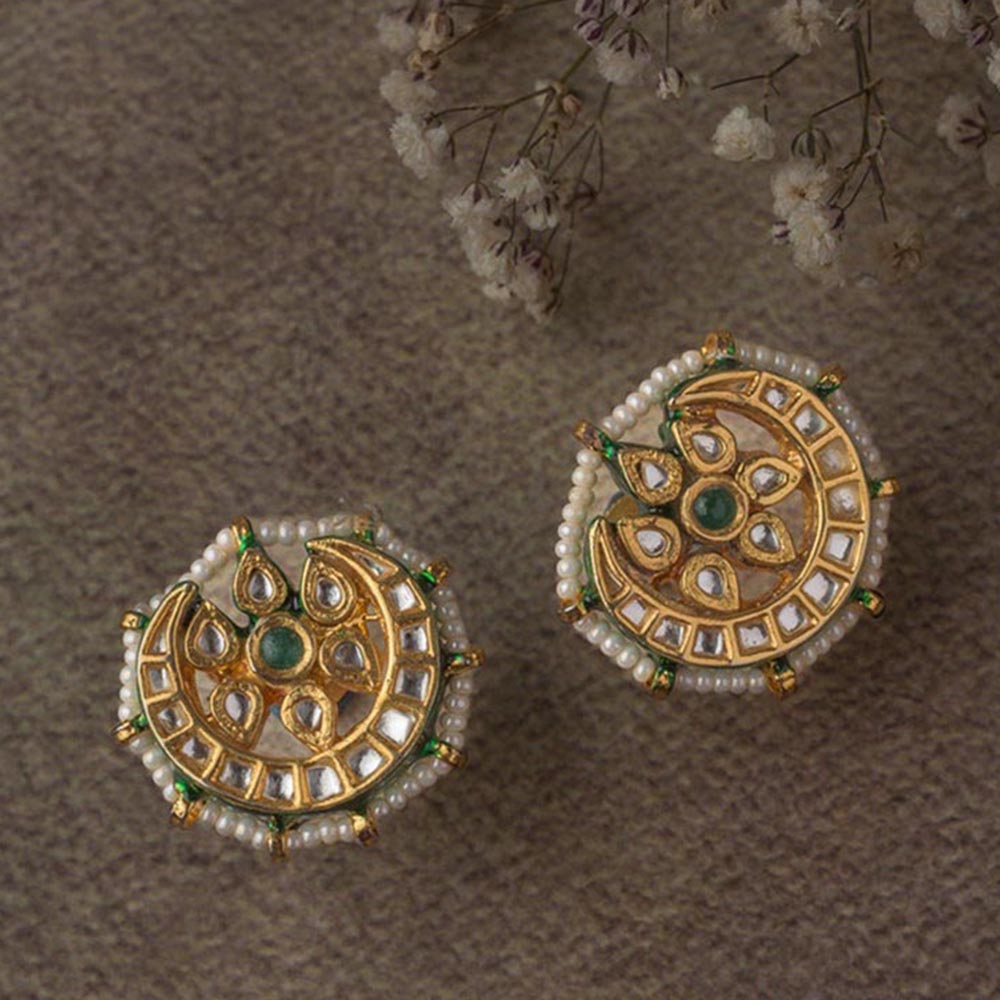 VIVINIA By Vidhi Mehra Saadgi Gold Plated Green Womens Stud Earrings
