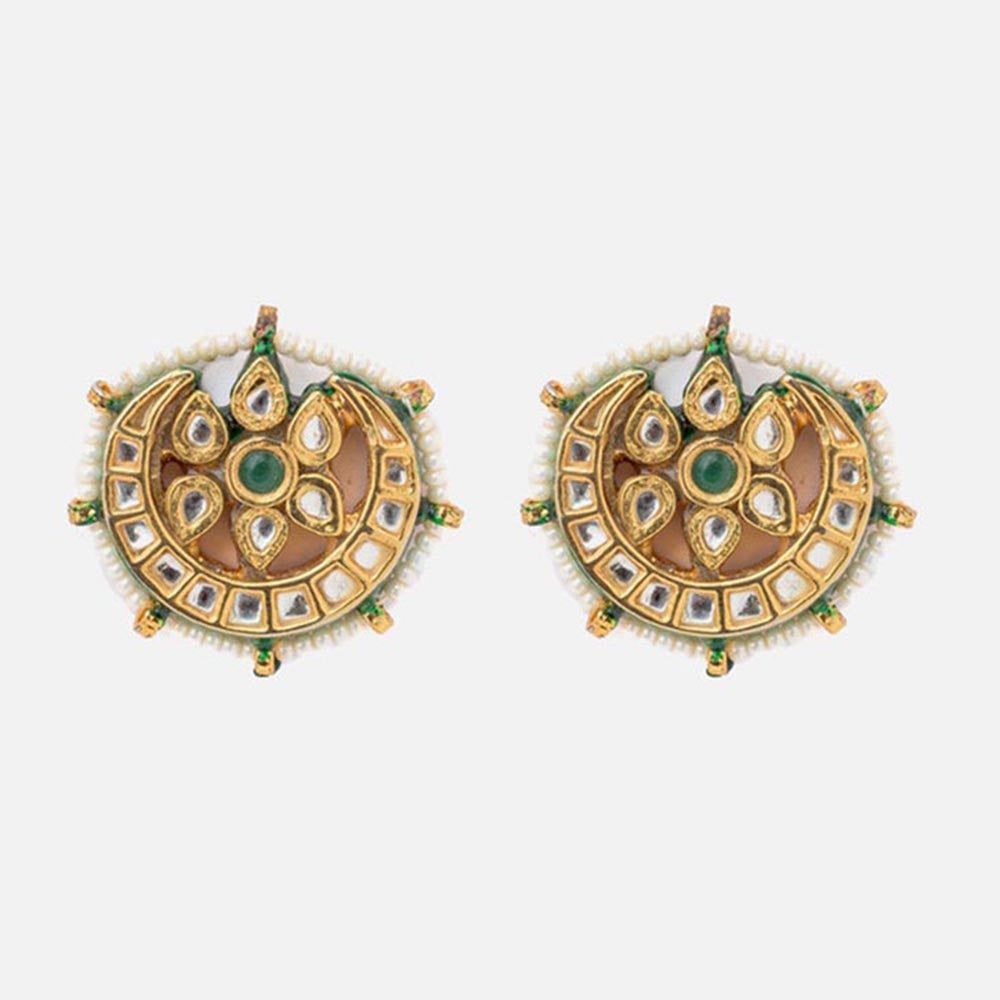 VIVINIA By Vidhi Mehra Saadgi Gold Plated Green Womens Stud Earrings