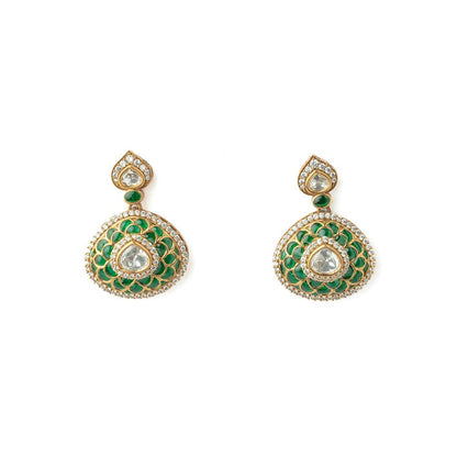 VIVINIA By Vidhi Mehra Gold Plated Green Womens Synthetic Stone Earrings