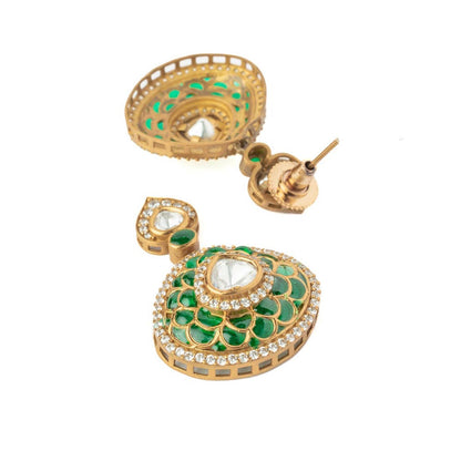 VIVINIA By Vidhi Mehra Gold Plated Green Womens Synthetic Stone Earrings
