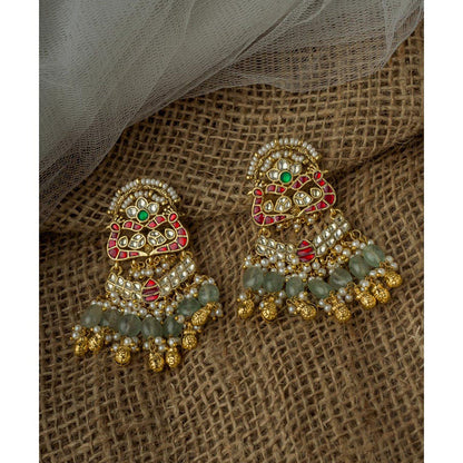 VIVINIA By Vidhi Mehra Gold Plated Green Womens Synthetic Stone Earrings