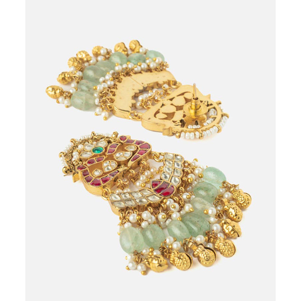 VIVINIA By Vidhi Mehra Gold Plated Green Womens Synthetic Stone Earrings