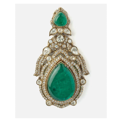 VIVINIA By Vidhi Mehra Gold Plated Green Womens Synthetic Stone Earrings