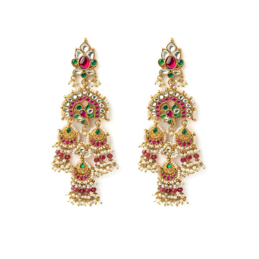 VIVINIA By Vidhi Mehra Gold Plated Multi Womens Synthetic Stone Earrings