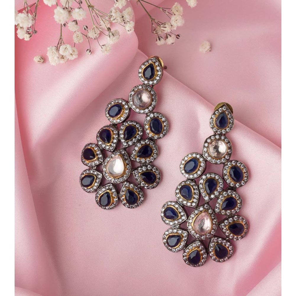 VIVINIA By Vidhi Mehra Gold Plated Blue Womens Drop Earrings
