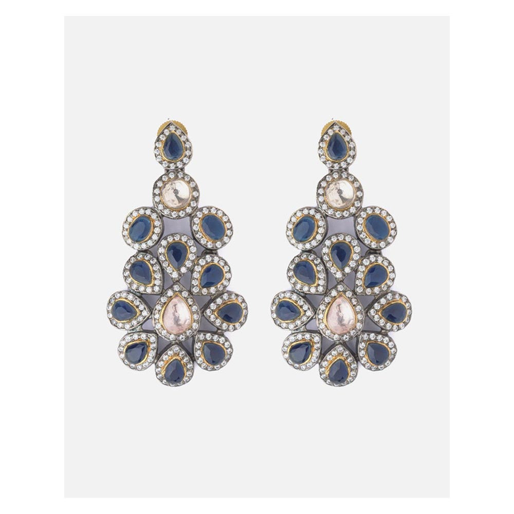 VIVINIA By Vidhi Mehra Gold Plated Blue Womens Drop Earrings