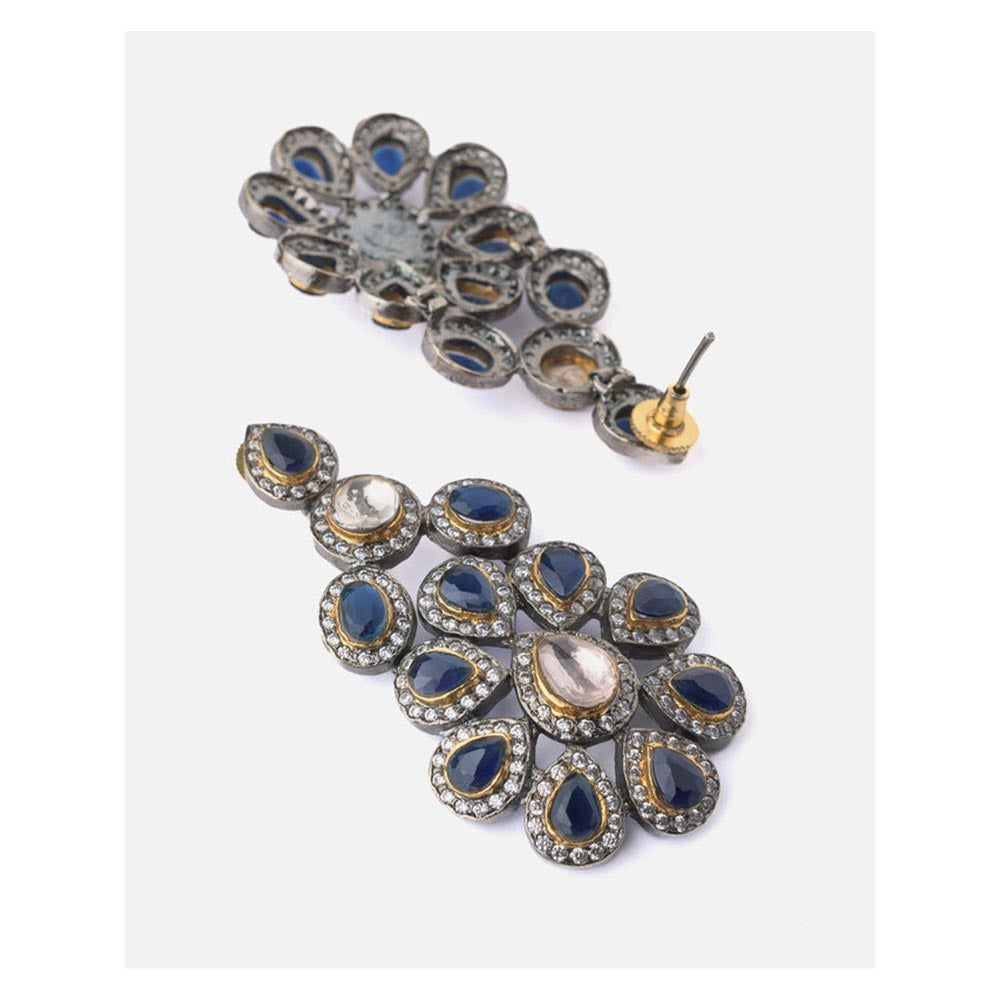 VIVINIA By Vidhi Mehra Gold Plated Blue Womens Drop Earrings